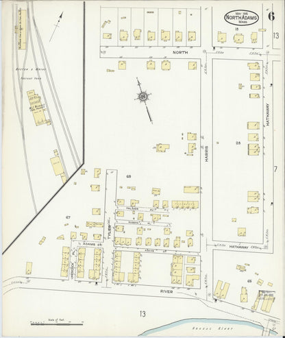 Sanborn Fire Insurance Map from North Adams, Berkshire County, Massachusetts (1914), Sheet #0006 - Historic Sanborn Fire Insurance Map Print, vintage old map wall art, antique decor, genealogy gift, Massachusetts Massachusetts map
