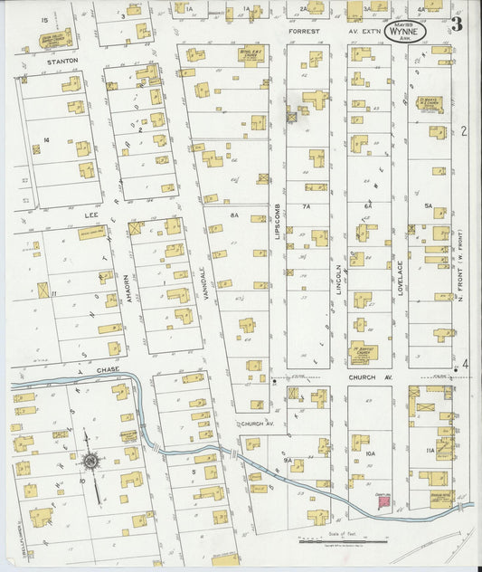 Sanborn Fire Insurance Map from Wynne, Cross County, Arkansas (1919), Sheet #0003 - Historic Sanborn Fire Insurance Map Print, vintage old map wall art, antique decor, genealogy gift, Arkansas Arkansas map