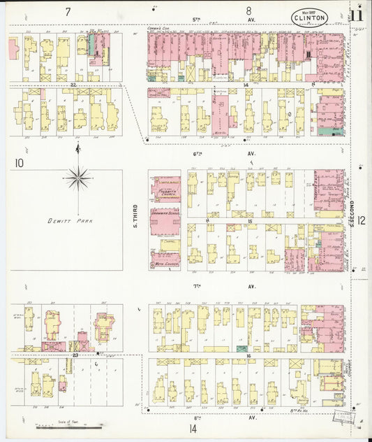 Sanborn Fire Insurance Map from Clinton, Clinton County, Iowa (1897), Sheet #0011 - Historic Sanborn Fire Insurance Map Print, vintage old map wall art