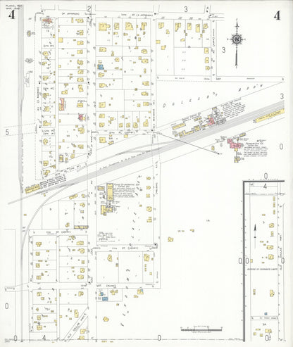 Sanborn Fire Insurance Map from Plano, Collin County, Texas (1949), Sheet #0004 - Historic Sanborn Fire Insurance Map Print, vintage old map wall art, antique decor, genealogy gift, Texas Texas map