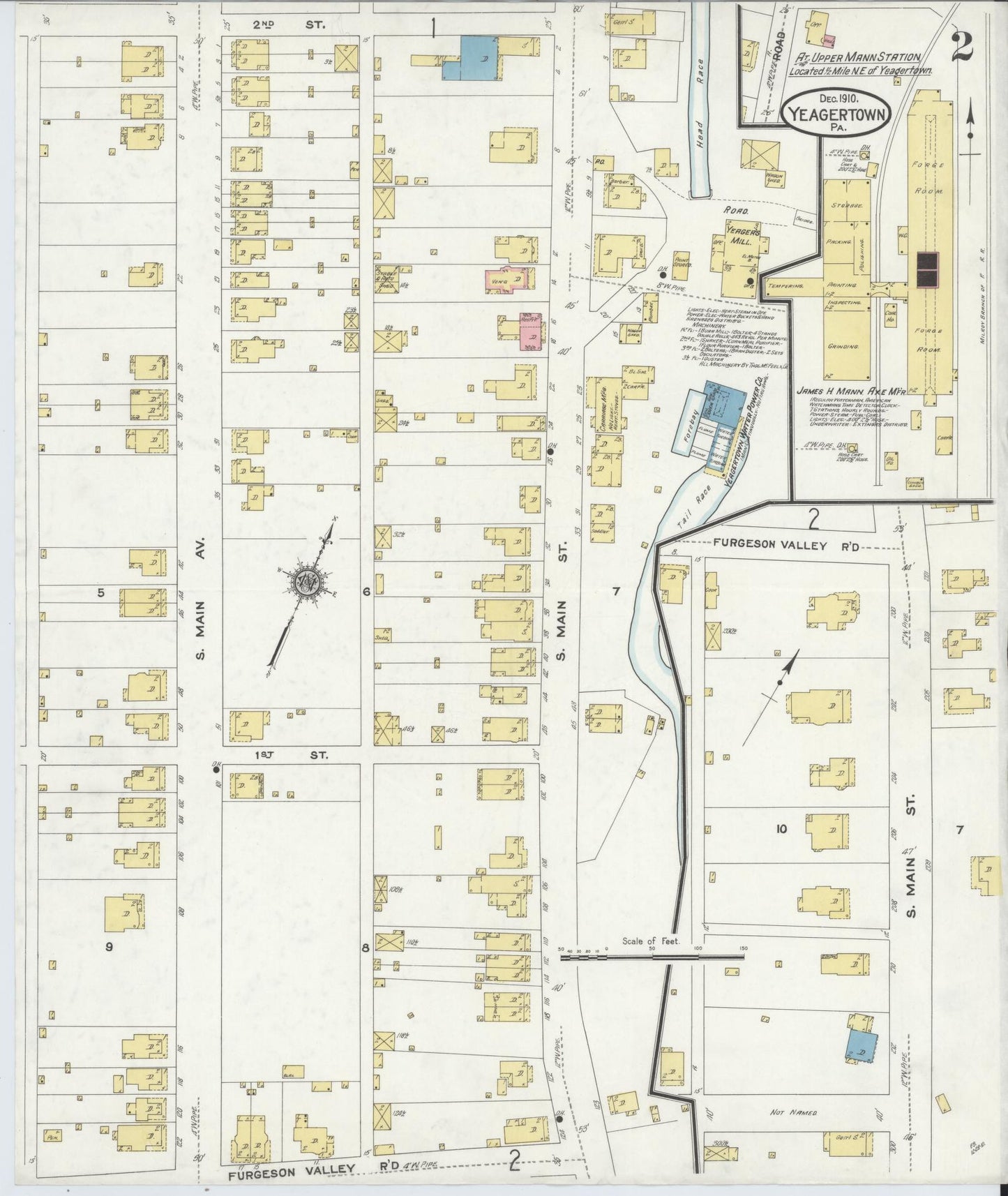 Sanborn Fire Insurance Map from Yeagertown, Mifflin County, Pennsylvania (1910), Sheet #0002 - Historic Sanborn Fire Insurance Map Print, vintage old map wall art, antique decor, genealogy gift, Pennsylvania Pennsylvania map