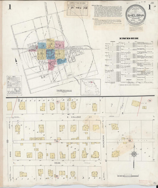 Sanborn Fire Insurance Map from Shelbina, Shelby County, Missouri (1943), Sheet #0001 - Complete Map Set gallery image, historic Sanborn map, vintage wall art, Missouri Missouri