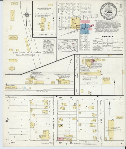 Sanborn Fire Insurance Map from Clark, Clark County, South Dakota. (1916) – Historic Sanborn Fire Insurance Map Print