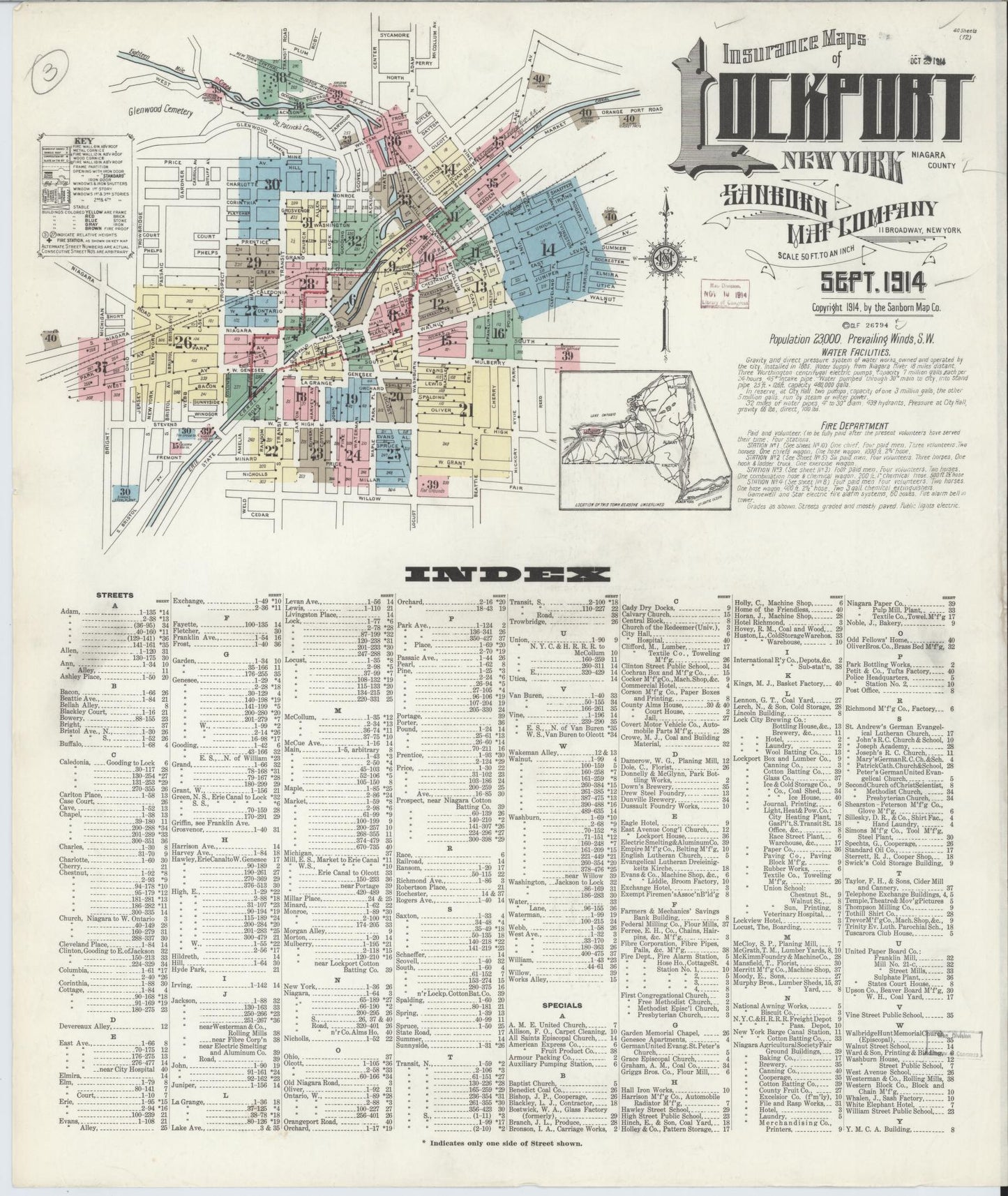 Sanborn Fire Insurance Map from Lockport, Niagara County, New York. (1914) – Historic Sanborn Fire Insurance Map Print