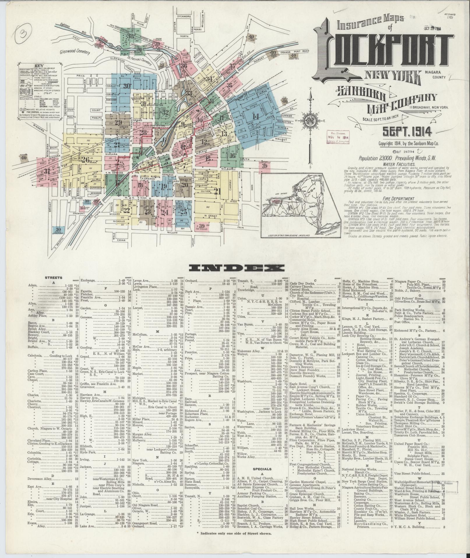 Sanborn Fire Insurance Map from Lockport, Niagara County, New York. (1914) – Historic Sanborn Fire Insurance Map Print