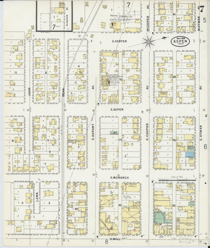 Sanborn Fire Insurance Map from Aspen, Pitkin County, Colorado (1898), Sheet #0007 - Complete Map Set gallery image, historic Sanborn map, vintage wall art, Colorado Colorado