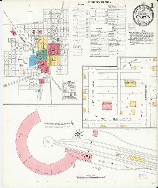 Sanborn Fire Insurance Map from Oelwein, Fayette County, Iowa (1906), Sheet #0001 - Historic Sanborn Fire Insurance Map Print, vintage old map wall art