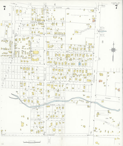 Sanborn Fire Insurance Map from Kilgore, Gregg County, Texas (1936), Sheet #0007 - Historic Sanborn Fire Insurance Map Print, vintage old map wall art, antique decor, genealogy gift, Texas Texas map