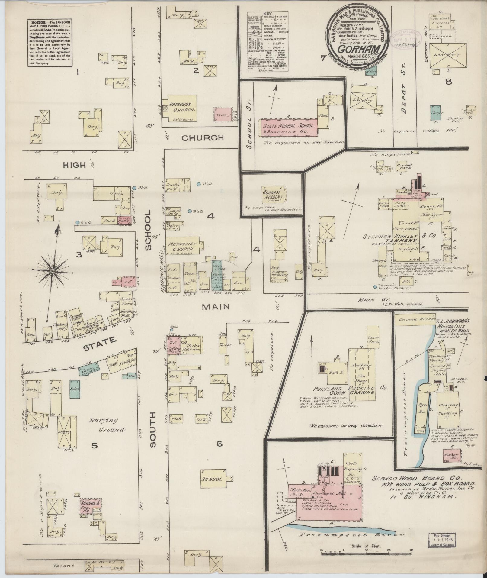 Sanborn Fire Insurance Map from Gorham, Cumberland County, Maine. (1885) – Historic Sanborn Fire Insurance Map Print