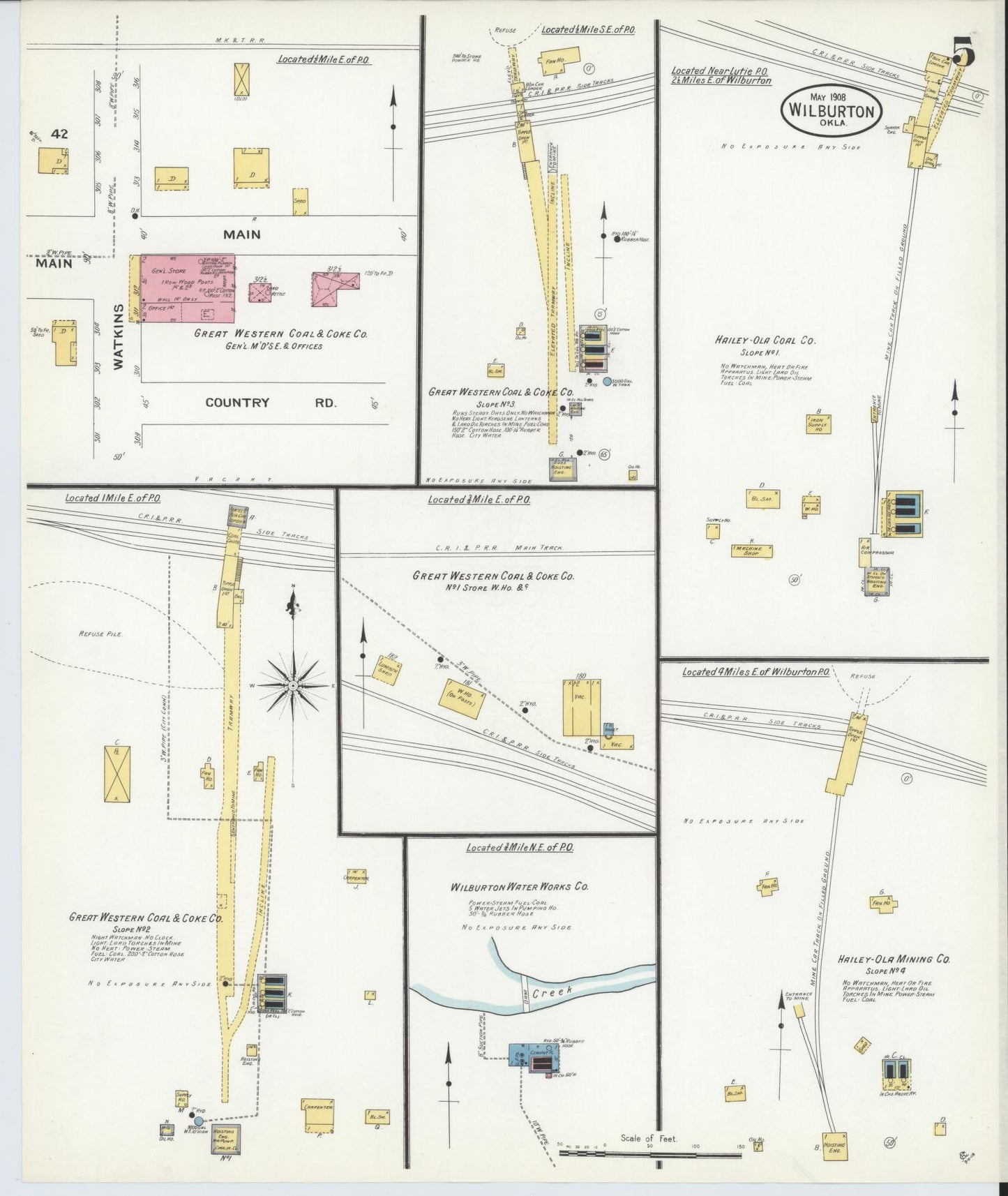 Sanborn Fire Insurance Map from Wilburton, Latimer County, Oklahoma (1908), Sheet #0005 - Historic Sanborn Fire Insurance Map Print, vintage old map wall art, antique decor, genealogy gift, Oklahoma Oklahoma map