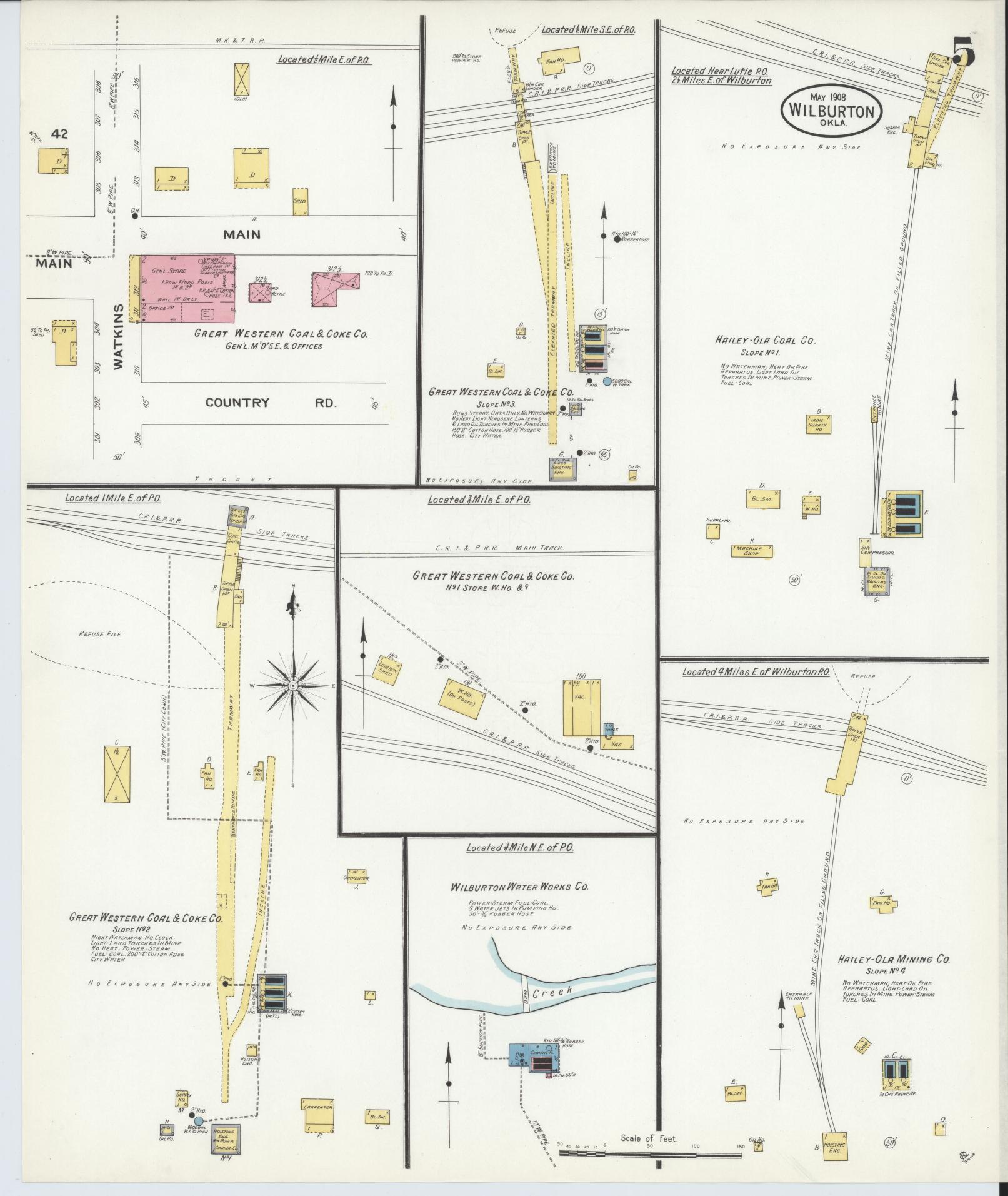Sanborn Fire Insurance Map from Wilburton, Latimer County, Oklahoma (1908), Sheet #0005 - Historic Sanborn Fire Insurance Map Print, vintage old map wall art, antique decor, genealogy gift, Oklahoma Oklahoma map