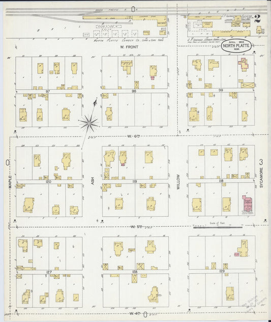 Sanborn Fire Insurance Map from North Platte, Lincoln County, Nebraska (1903), Sheet #0002 - Historic Sanborn Fire Insurance Map Print, vintage old map wall art, antique decor, genealogy gift, Nebraska Nebraska map