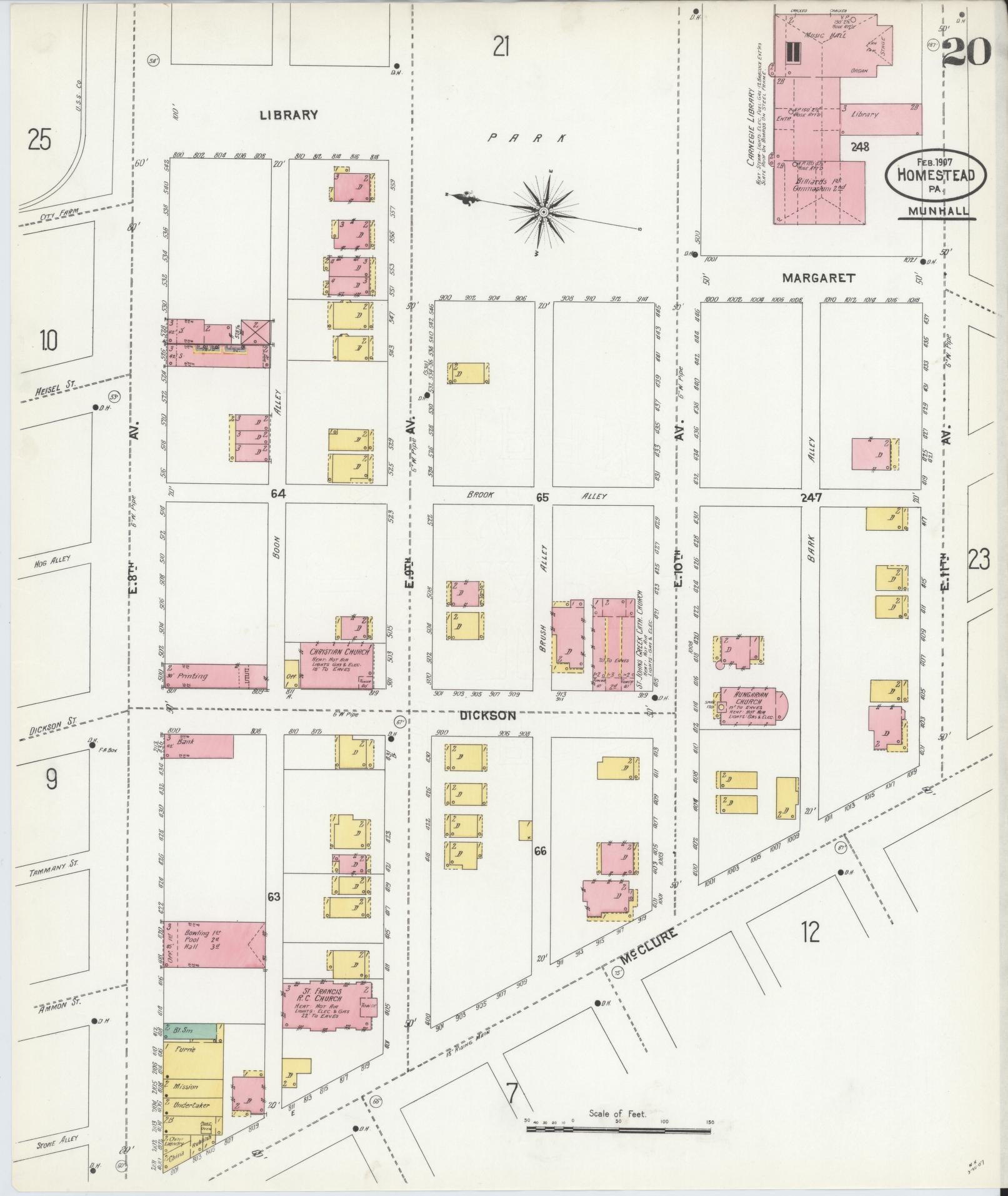Sanborn Fire Insurance Map from Homestead, Allegheny County, Pennsylvania (1907), Sheet #0020 - Complete Map Set gallery image, historic Sanborn map, vintage wall art, Pennsylvania Pennsylvania