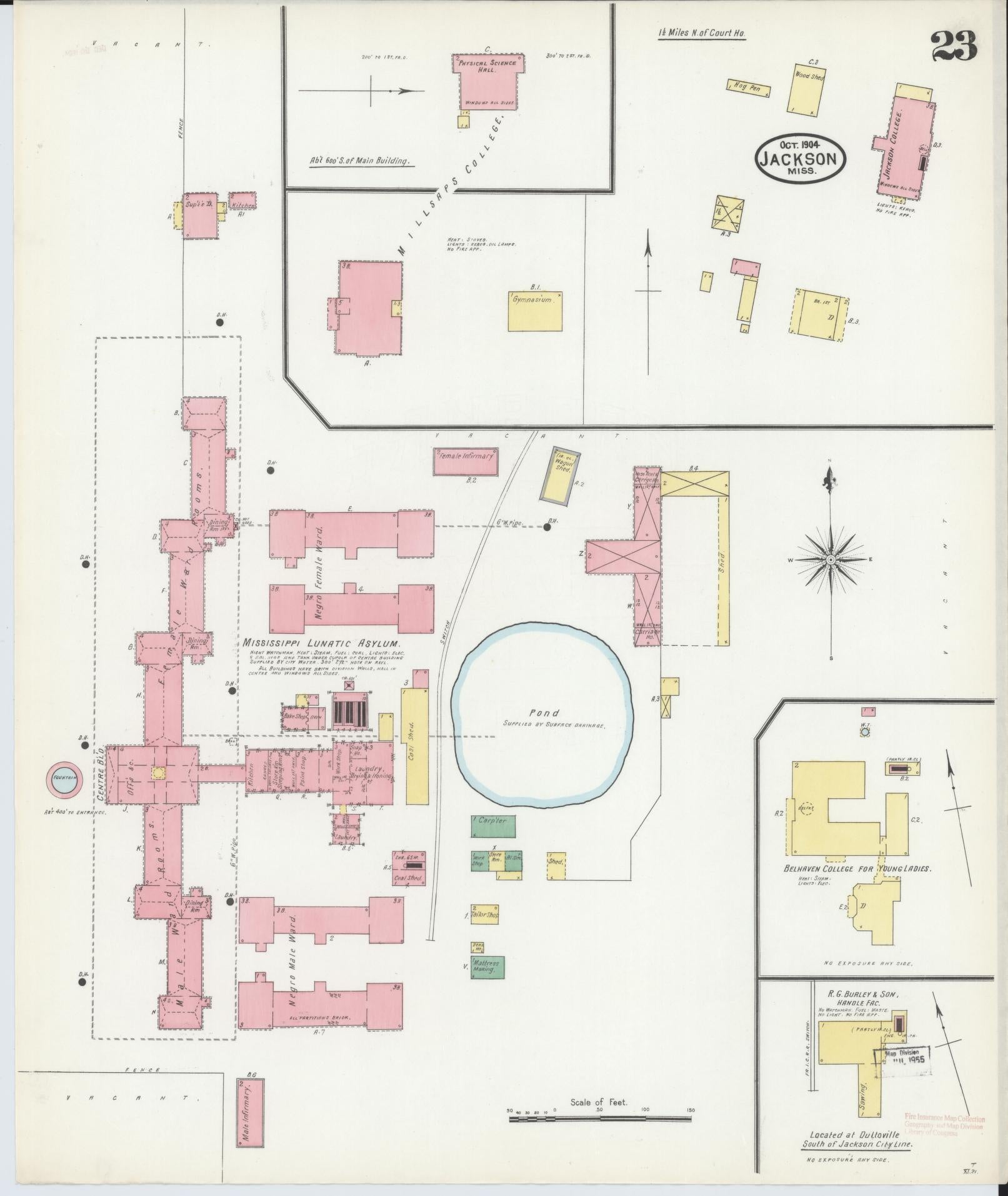 Sanborn Fire Insurance Map from Jackson, Hinds County, Mississippi (1904), Sheet #0023 - Complete Map Set gallery image, historic Sanborn map, vintage wall art, Mississippi Mississippi