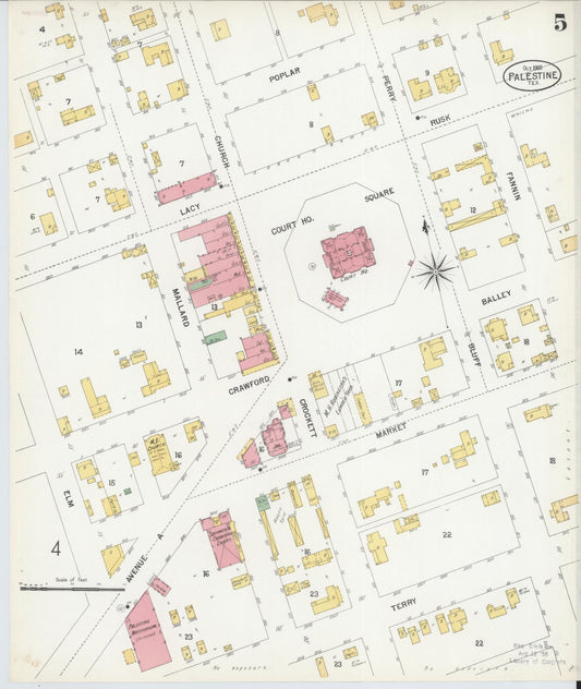 Sanborn Fire Insurance Map from Palestine, Anderson County, Texas (1900), Sheet #0005 - Historic Sanborn Fire Insurance Map Print, vintage old map wall art, antique decor, genealogy gift, Texas Texas map