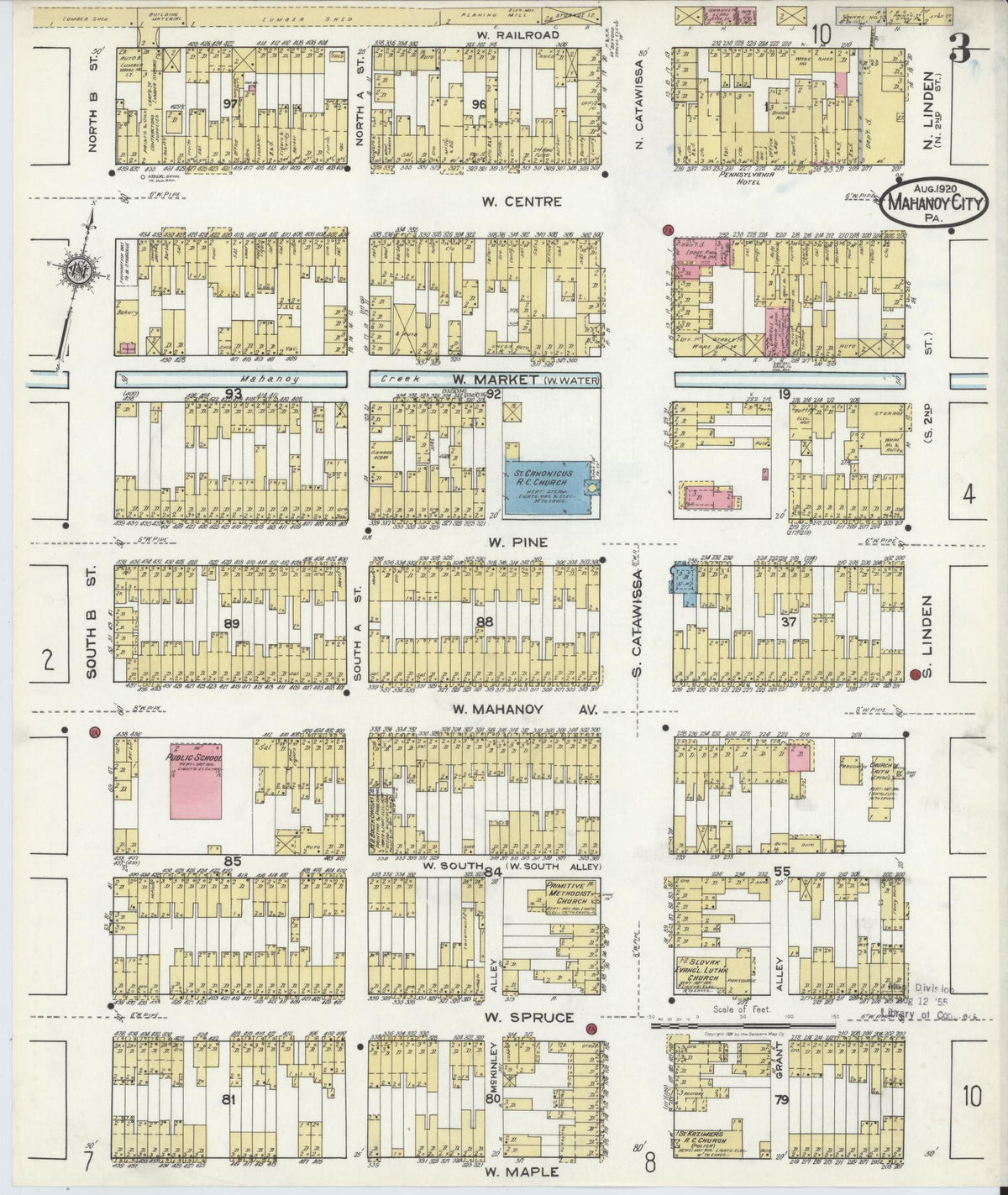 Sanborn Fire Insurance Map from Mahanoy City, Schuylkill County, Pennsylvania (1920), Sheet #0003 - Complete Map Set gallery image, historic Sanborn map, vintage wall art, Pennsylvania Pennsylvania