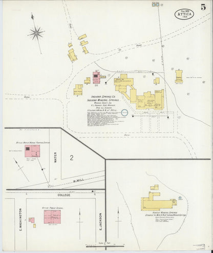 Sanborn Fire Insurance Map from Attica, Fountain County, Indiana (1899), Sheet #0005 - Complete Map Set gallery image, historic Sanborn map, vintage wall art, Indiana Indiana