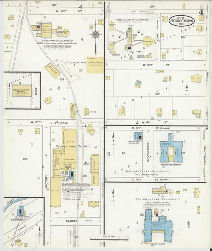 Sanborn Fire Insurance Map from Georgetown, Williamson County, Texas (1916), Sheet #0004 - Complete Map Set gallery image, historic Sanborn map, vintage wall art, Texas Texas