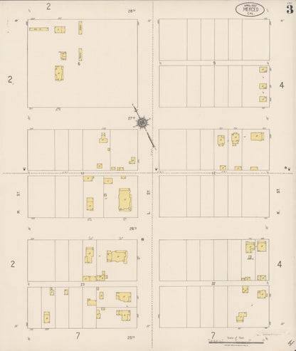 Sanborn Fire Insurance Map from Merced, Merced County, California (1922), Sheet #0003 - Historic Sanborn Fire Insurance Map Print, vintage old map wall art, antique decor, genealogy gift, California California map
