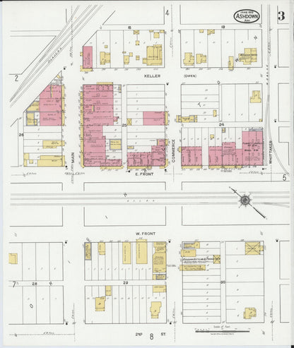Sanborn Fire Insurance Map from Ashdown, Little River County, Arkansas (1919), Sheet #0003 - Complete Map Set gallery image, historic Sanborn map, vintage wall art, Arkansas Arkansas