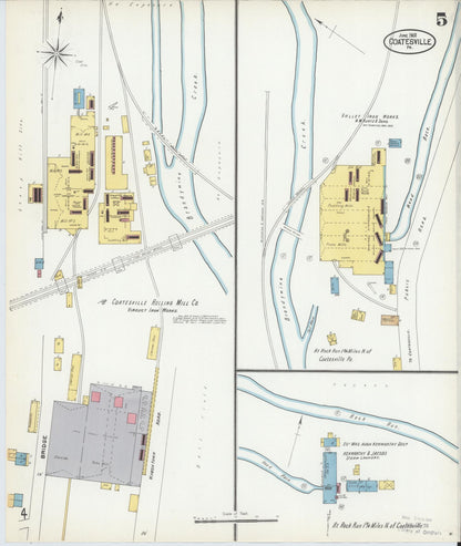 Sanborn Fire Insurance Map from Coatesville, Chester County, Pennsylvania (1902), Sheet #0005 - Historic Sanborn Fire Insurance Map Print, vintage old map wall art, antique decor, genealogy gift, Pennsylvania Pennsylvania map