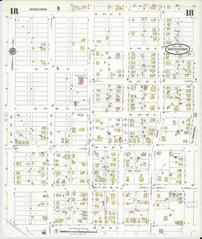 Sanborn Fire Insurance Map from Watertown, Codington County, South Dakota (1923), Sheet #0018 - Complete Map Set gallery image, historic Sanborn map, vintage wall art, South Dakota South Dakota