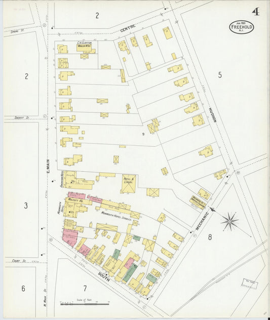 Sanborn Fire Insurance Map from Freehold, Monmouth County, New Jersey (1901), Sheet #0004 - Historic Sanborn Fire Insurance Map Print, vintage old map wall art, antique decor, genealogy gift, New Jersey New Jersey map