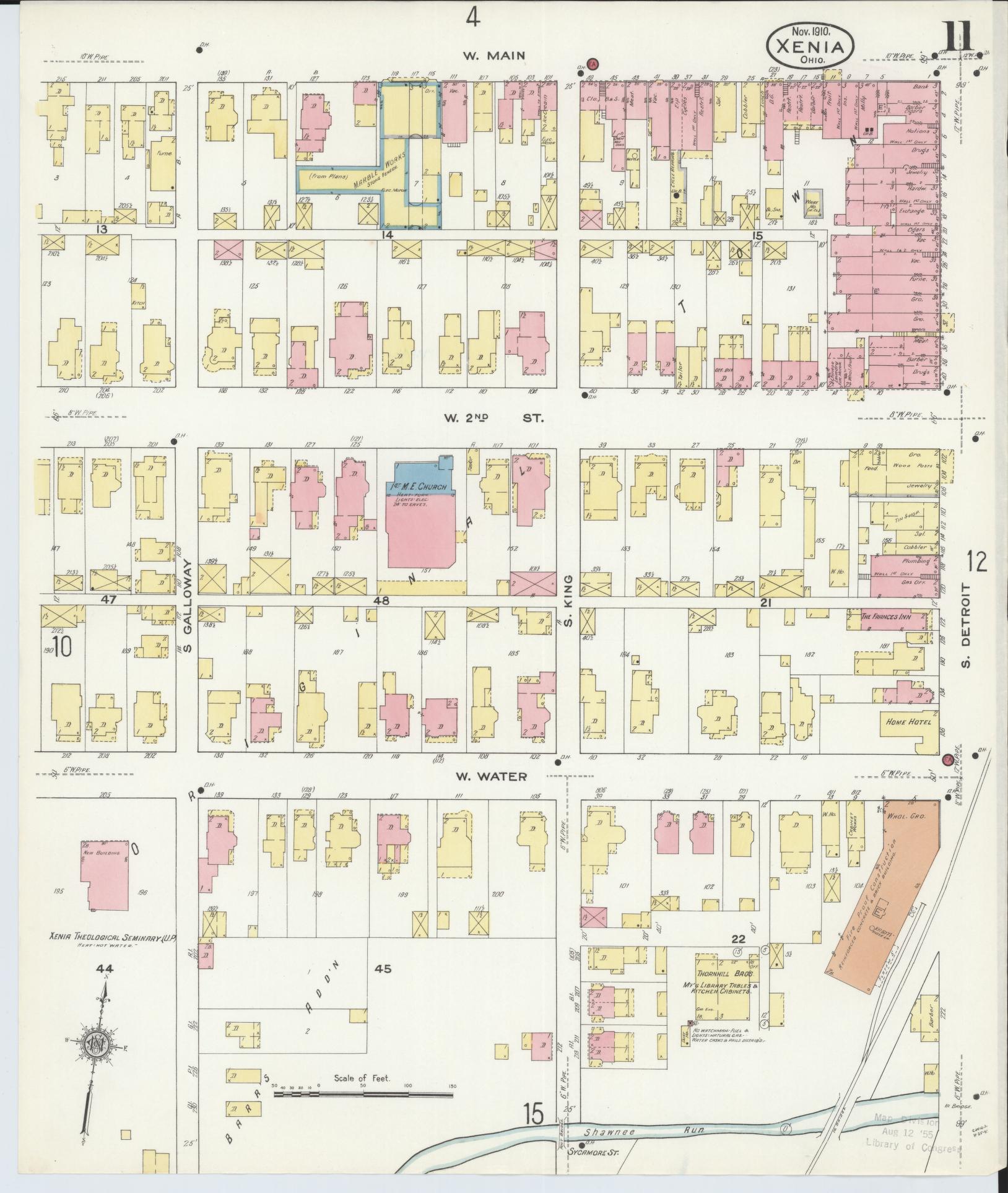 Sanborn Fire Insurance Map from Xenia, Greene County, Ohio (1910), Sheet #0011 - Complete Map Set gallery image, historic Sanborn map, vintage wall art, Ohio Ohio