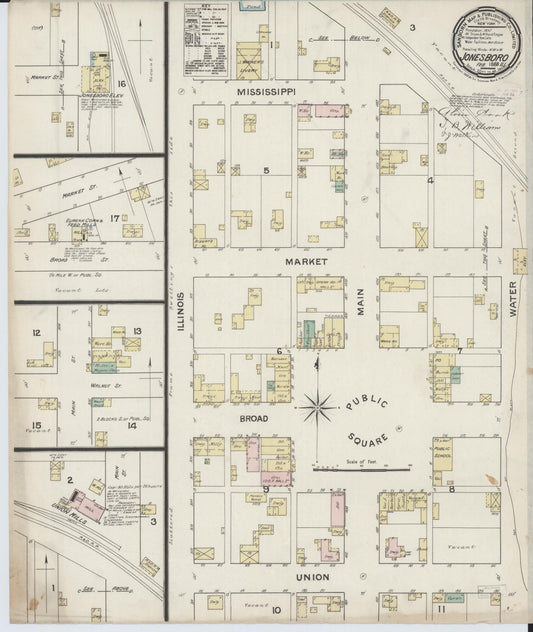 Sanborn Fire Insurance Map from Jonesboro, Union County, Illinois (1888), Sheet #0001 - Historic Sanborn Fire Insurance Map Print, vintage old map wall art, antique decor, genealogy gift, Illinois Illinois map