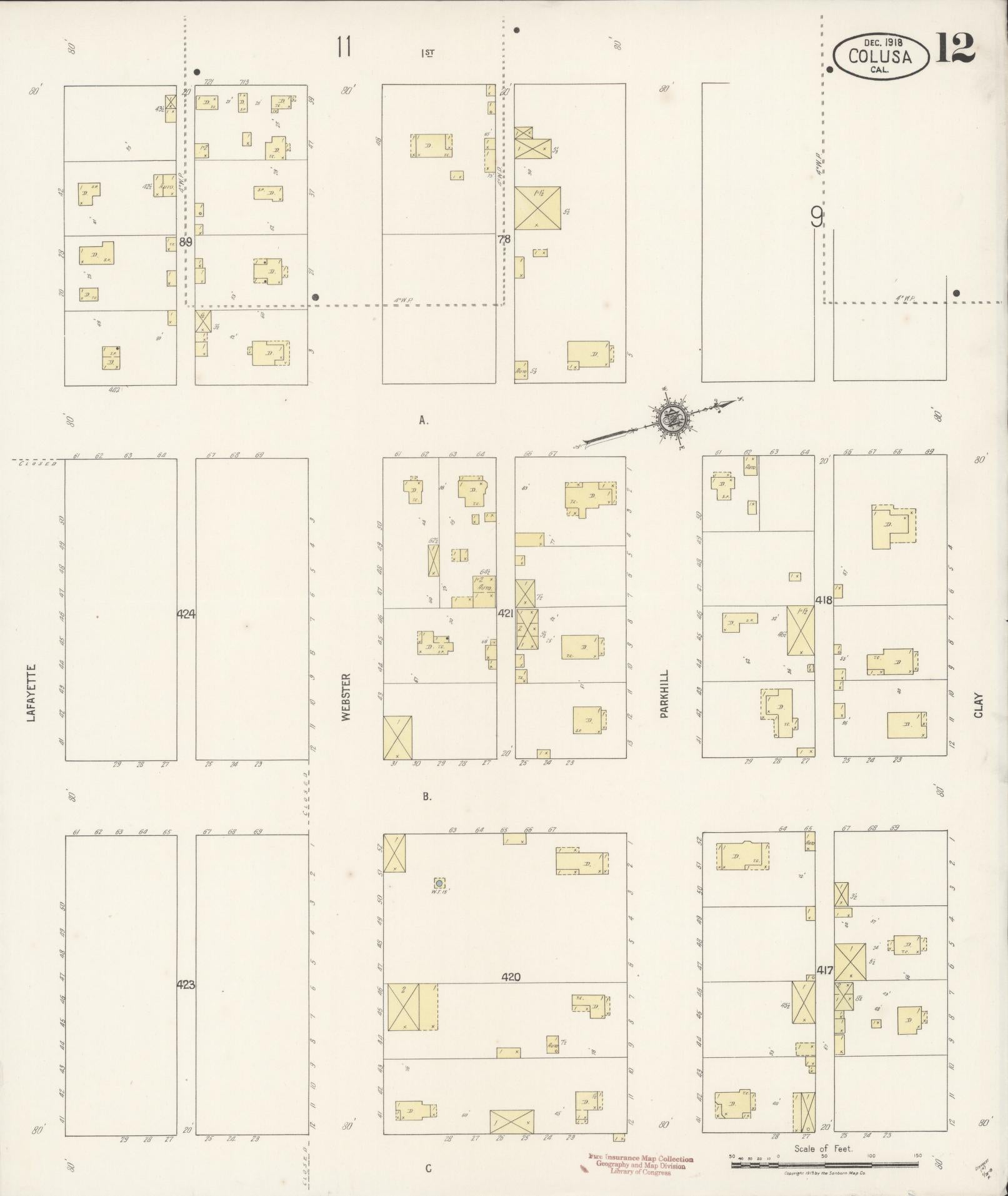 Sanborn Fire Insurance Map from Colusa, Colusa County, California (1918), Sheet #0012 - Historic Sanborn Fire Insurance Map Print, vintage old map wall art, antique decor, genealogy gift, California California map