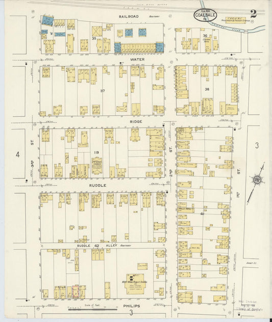 Sanborn Fire Insurance Map from Coaldale, Schuylkill County, Pennsylvania (1916), Sheet #0002 - Historic Sanborn Fire Insurance Map Print, vintage old map wall art, antique decor, genealogy gift, Pennsylvania Pennsylvania map