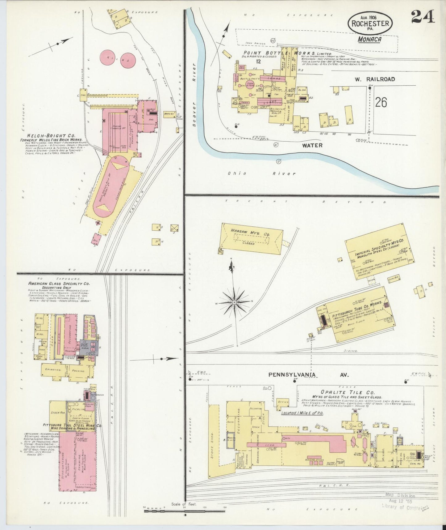 Sanborn Fire Insurance Map from Rochester, Beaver County, Pennsylvania (1908), Sheet #0023 - Complete Map Set gallery image, historic Sanborn map, vintage wall art, Pennsylvania Pennsylvania