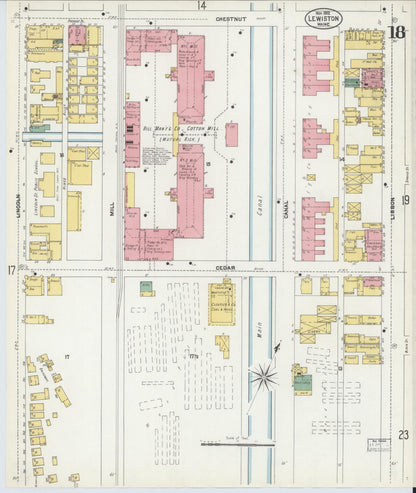 Sanborn Fire Insurance Map from Lewiston, Androscoggin County, Maine (1902), Sheet #0018 - Complete Map Set gallery image, historic Sanborn map, vintage wall art, Maine Maine