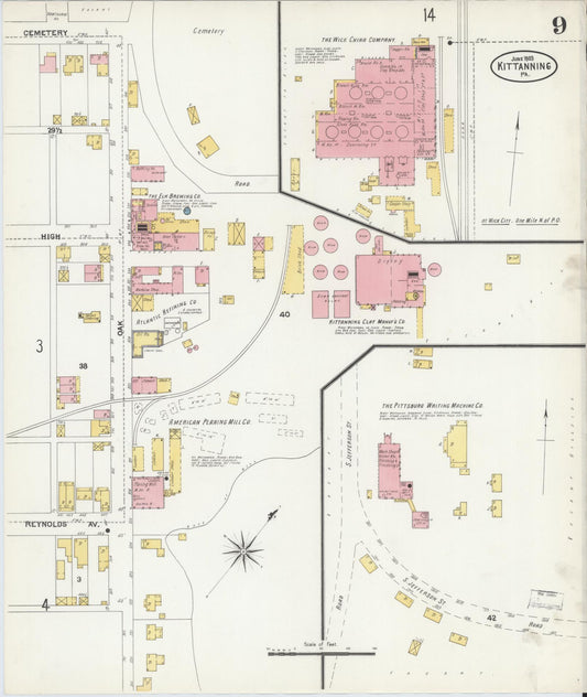 Sanborn Fire Insurance Map from Kittanning, Armstrong County, Pennsylvania (1903), Sheet #0009 - Historic Sanborn Fire Insurance Map Print, vintage old map wall art, antique decor, genealogy gift, Pennsylvania Pennsylvania map