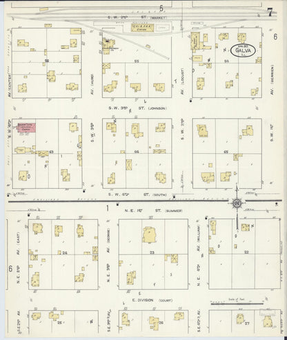 Sanborn Fire Insurance Map from Galva, Henry County, Illinois (1913), Sheet #0007 - Complete Map Set gallery image, historic Sanborn map, vintage wall art, Illinois Illinois