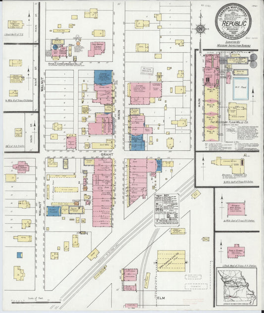 Sanborn Fire Insurance Map from Republic, Greene County, Missouri (1920), Sheet #0001 - Historic Sanborn Fire Insurance Map Print, vintage old map wall art, antique decor, genealogy gift, Missouri Missouri map