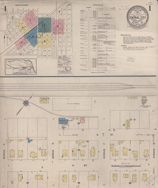 Sanborn Fire Insurance Map from Central City, Merrick County, Nebraska. (1922) – Historic Sanborn Fire Insurance Map Print