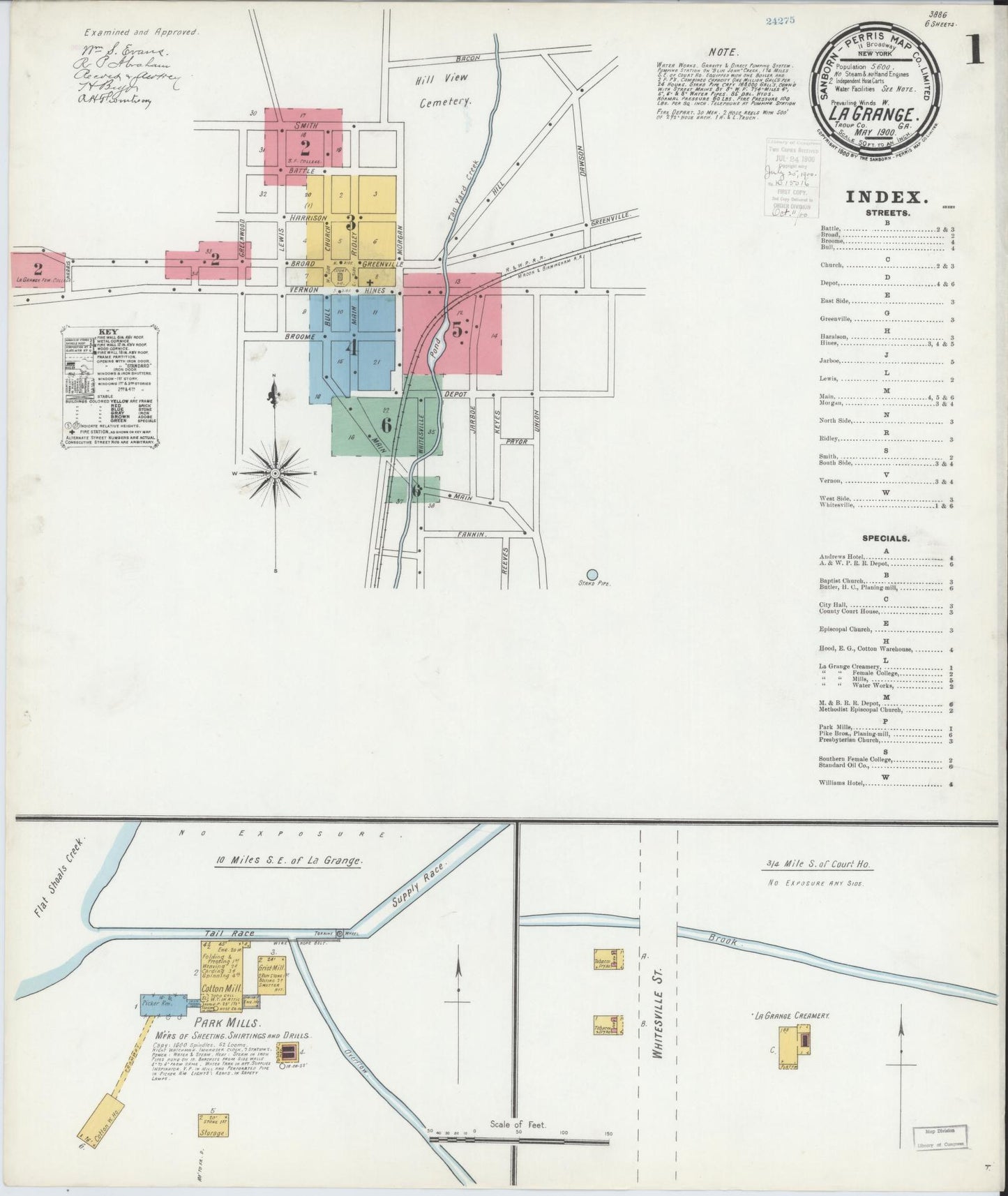 Sanborn Fire Insurance Map from La Grange, Troup County, Georgia (1900), Sheet #0001 - Complete Map Set gallery image, historic Sanborn map, vintage wall art, Georgia Georgia