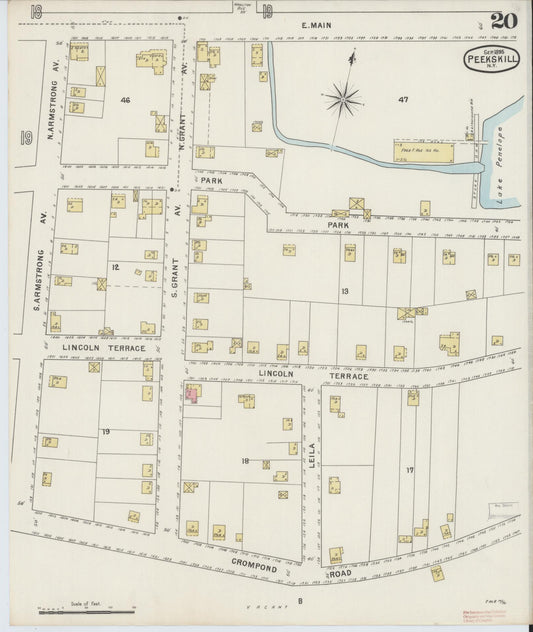 Sanborn Fire Insurance Map from Peekskill, Westchester County, New York (1895), Sheet #0020 - Historic Sanborn Fire Insurance Map Print, vintage old map wall art, antique decor, genealogy gift, New York New York map