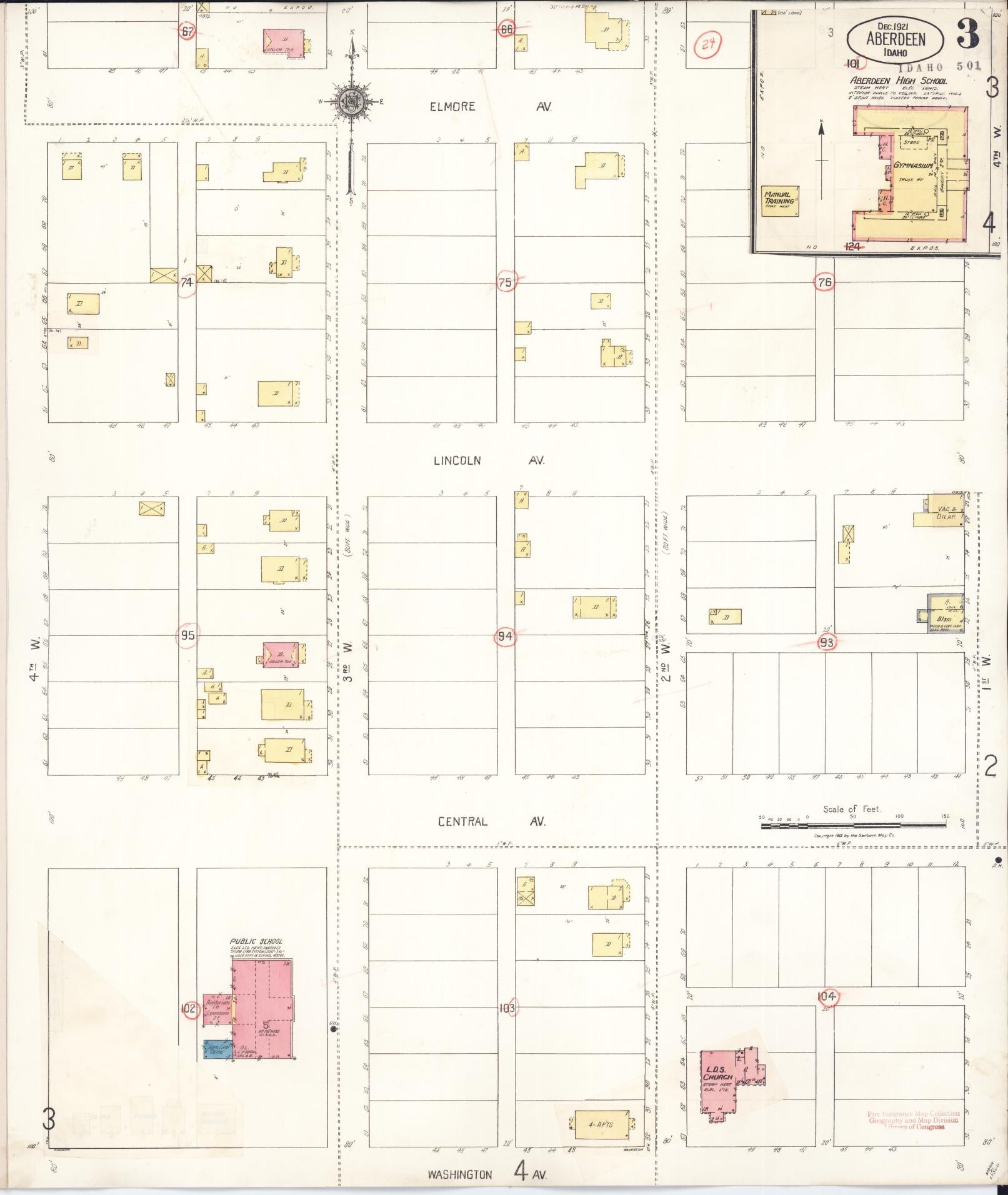 Sanborn Fire Insurance Map from Aberdeen, Bingham County, Idaho (1931), Sheet #0003 - Complete Map Set gallery image, historic Sanborn map, vintage wall art, Idaho Idaho