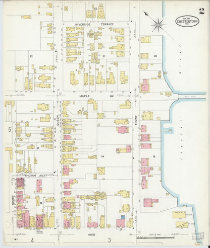 Sanborn Fire Insurance Map from Chestertown, Kent County, Maryland (1908), Sheet #0002 - Complete Map Set gallery image, historic Sanborn map, vintage wall art, Maryland Maryland