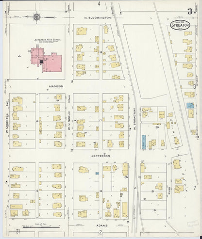 Sanborn Fire Insurance Map from Streator, La Salle County, Illinois (1916), Sheet #0003 - Complete Map Set gallery image, historic Sanborn map, vintage wall art, Illinois Illinois