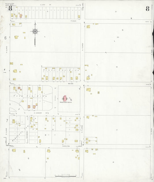 Sanborn Fire Insurance Map from Tulia, Swisher County, Texas (1936), Sheet #0008 - Historic Sanborn Fire Insurance Map Print, vintage old map wall art, antique decor, genealogy gift, Texas Texas map