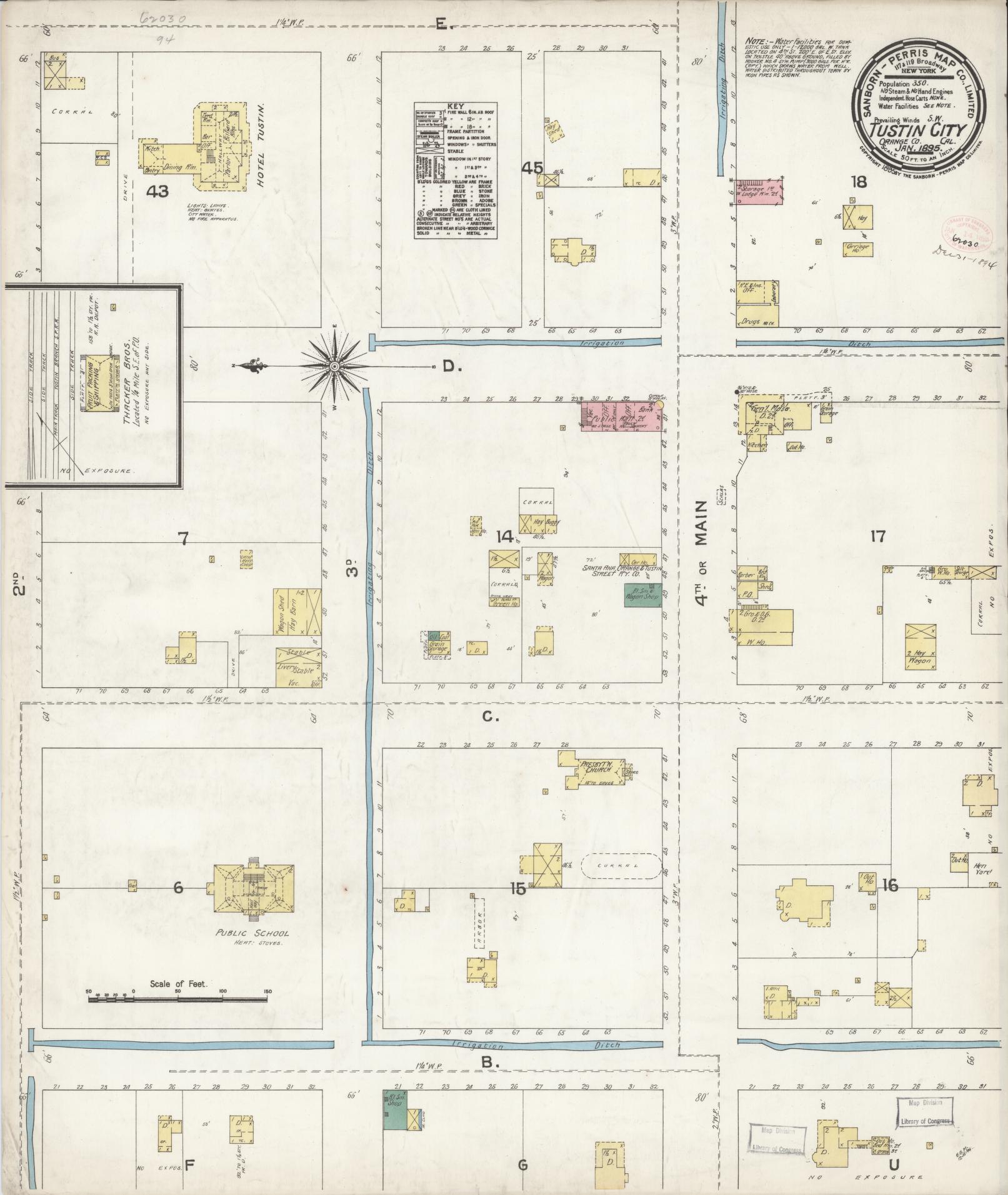 Sanborn Fire Insurance Map from Tustin, Orange County, California. (1895) – Historic Sanborn Fire Insurance Map Print