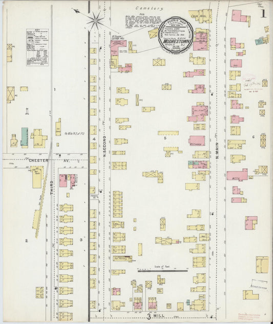 Sanborn Fire Insurance Map from Moorestown, Burlington County, New Jersey. (1896) – Historic Sanborn Fire Insurance Map Print