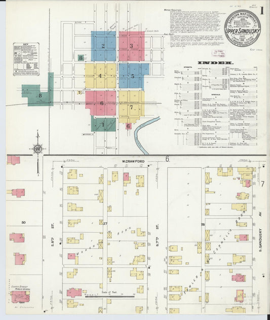 Sanborn Fire Insurance Map from Upper Sandusky, Wyandot County, Ohio (1911), Sheet #0001 - Complete Map Set gallery image, historic Sanborn map, vintage wall art, Ohio Ohio
