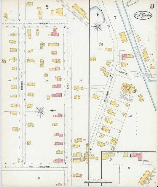 Sanborn Fire Insurance Map from Fort Edward, Washington County, New York (1900), Sheet #0008 - Historic Sanborn Fire Insurance Map Print, vintage old map wall art, antique decor, genealogy gift, New York New York map
