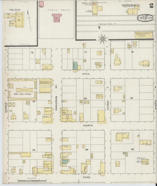 Sanborn Fire Insurance Map from Crowley, Acadia Parish, Louisiana (1895), Sheet #0002 - Historic Sanborn Fire Insurance Map Print, vintage old map wall art, antique decor, genealogy gift, Louisiana Louisiana map
