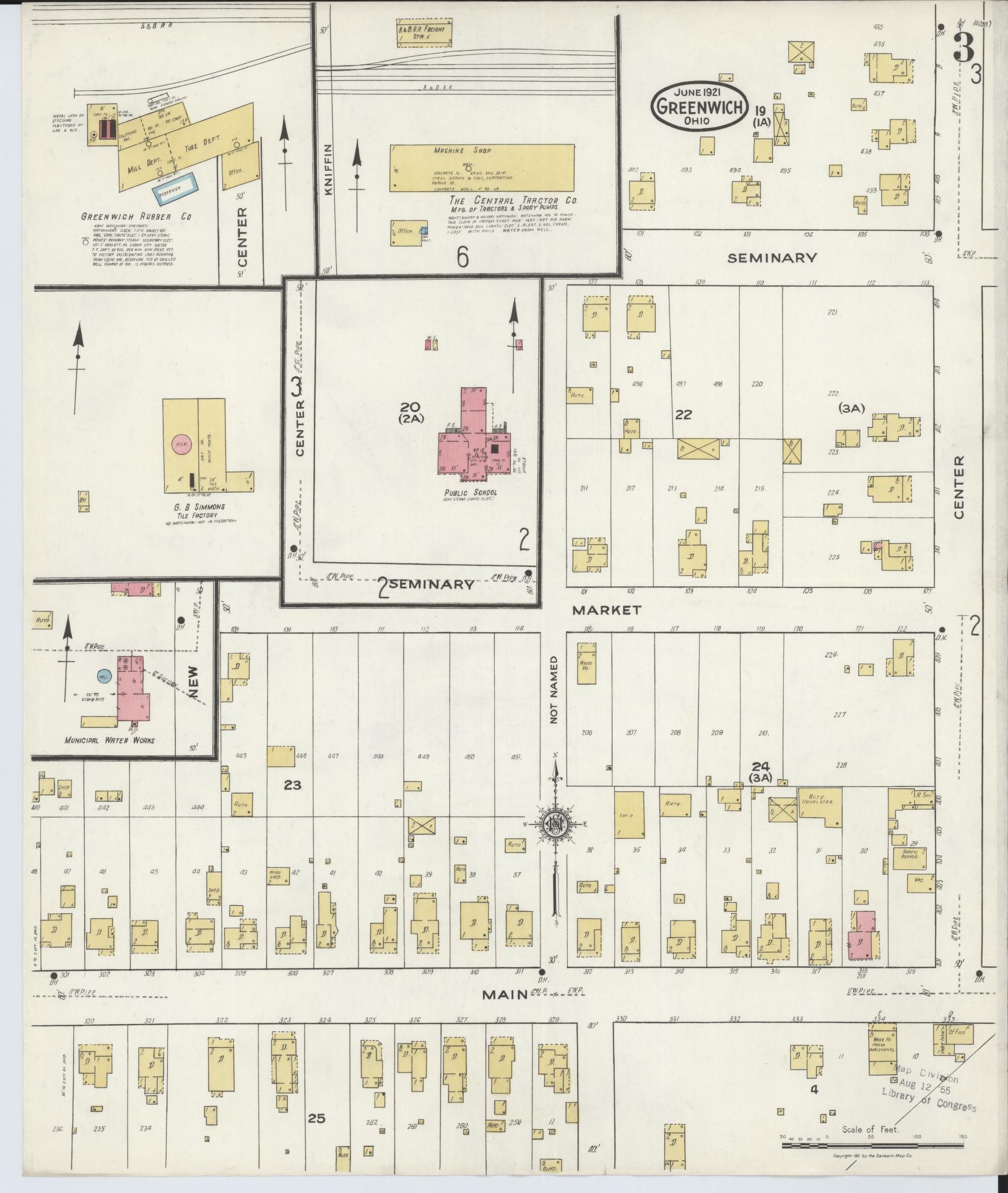 Sanborn Fire Insurance Map from Greenwich, Huron County, Ohio (1921), Sheet #0003 - Historic Sanborn Fire Insurance Map Print, vintage old map wall art, antique decor, genealogy gift, Ohio Ohio map