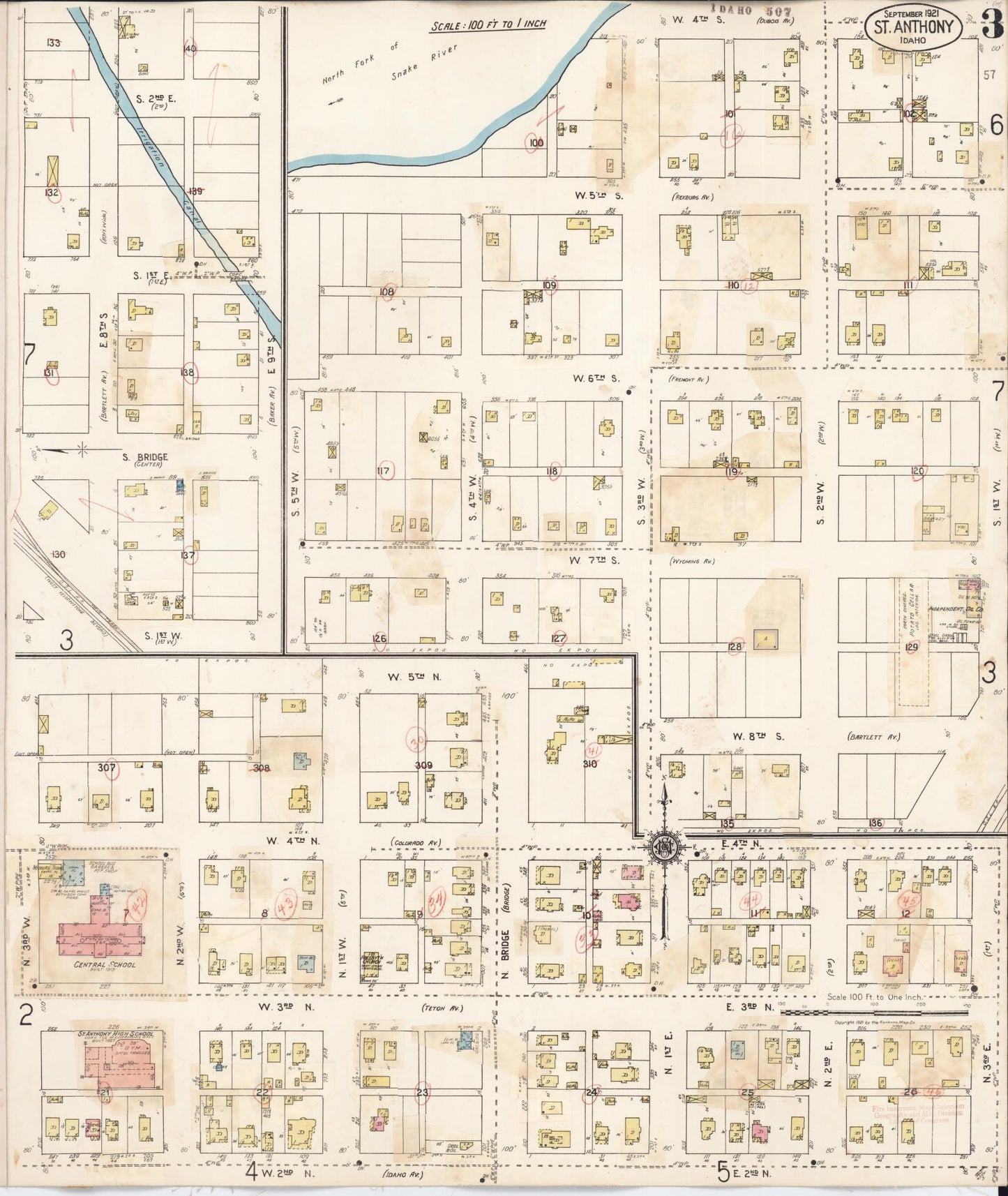 Sanborn Fire Insurance Map from Saint Anthony, Fremont County, Idaho (1944), Sheet #0003 - Complete Map Set gallery image, historic Sanborn map, vintage wall art, Idaho Idaho